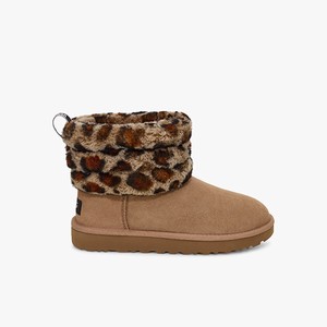 Ugg Fluff Mini Quilted Leopard Women Classic Boots Brown (4513XRWYG)